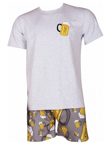Pánské pyžamo Lonka KOFFING krátké, vzor pivo