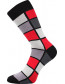 Pánské ponožky Lonka WEAREL 024, mix A, černý lem, kostky v šedé a červené