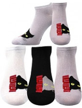 Ponožky Boma Piki 67 - balení 3 různé páry s kočkou