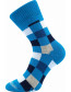 Boma Spací ponožky KOSTKY 04 tyrkysová-světle šedá-světle modrá-tmavě modrá-modrá