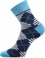 Ponožky Boma - IVANA Mix 45, káro a proužky, modrá