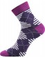 Ponožky Boma - IVANA Mix 45, káro a proužky, fialová